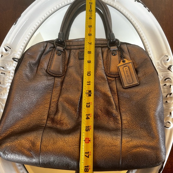 Authentic Coach Kristin Leather Top Zip Metallic Bronze Tote Bag NO STRAP - Picture 5 of 11